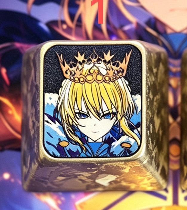 Fate series, saber theme, 1u titanium alloy personalized keycaps, anime, gaming, cultural and creative metal decorative keycaps, mechanical keyboard, artistic keycaps