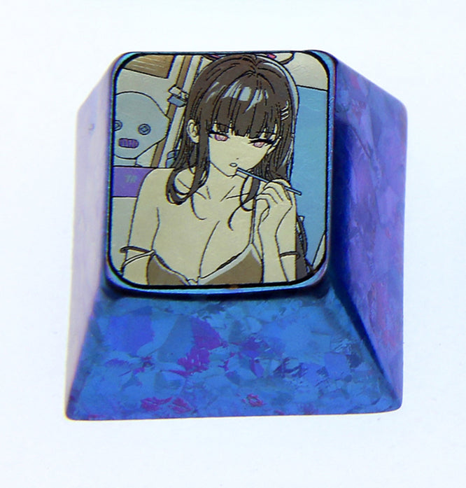 Blue Archive, Character 1U titanium alloy personalized keycaps, metal carved keycaps around anime and game characters