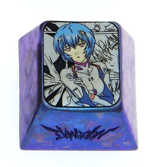 EVA, Asuka, Ayanami Rei, 1U titanium alloy personalized keycaps, anime and game character art carved metal keycaps