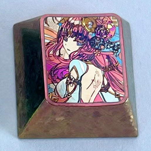 Genshin Impact, 1U titanium alloy personalized keycaps, metal art carved keycaps around anime and game characters