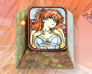 Asuka, original EVA artwork, 1U titanium alloy personalized keycaps, keycaps for anime and game characters