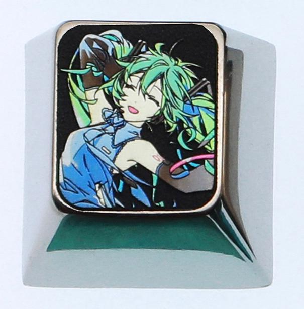 Hatsune Miku, 1U titanium alloy personalized keycap, animation game music culture creative decoration keycap, metal art keycap