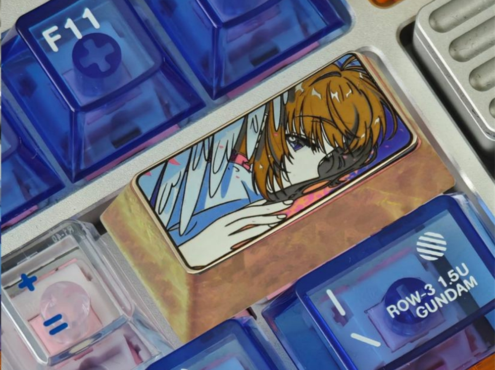 KINOMOTO SAKURA, 2U titanium alloy personalized keycaps, metal decorative keycaps, anime game character keycaps