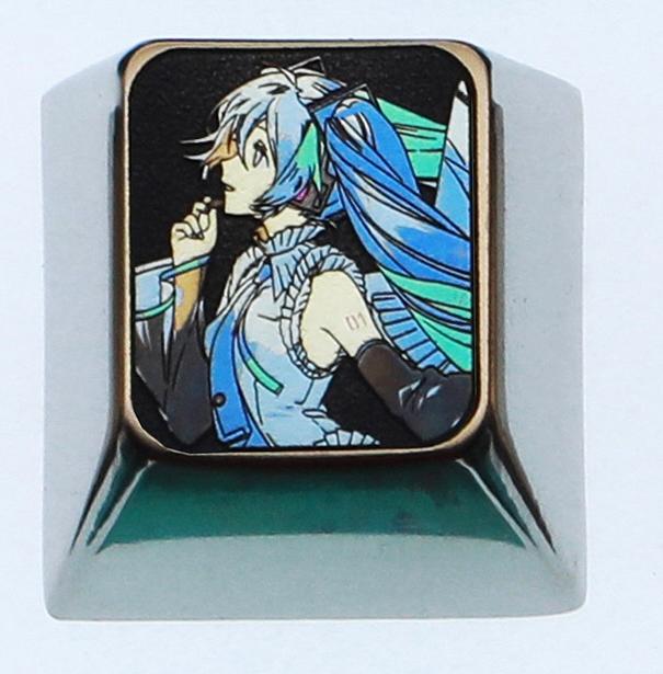 Hatsune Miku, 1U titanium alloy personalized keycap, animation game music culture creative decoration keycap, metal art keycap