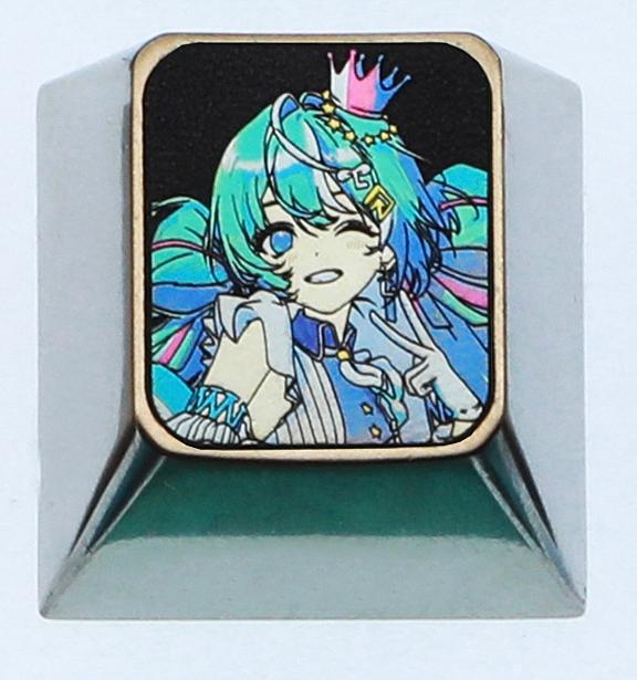 Hatsune Miku, 1U titanium alloy personalized keycap, animation game music culture creative decoration keycap, metal art keycap