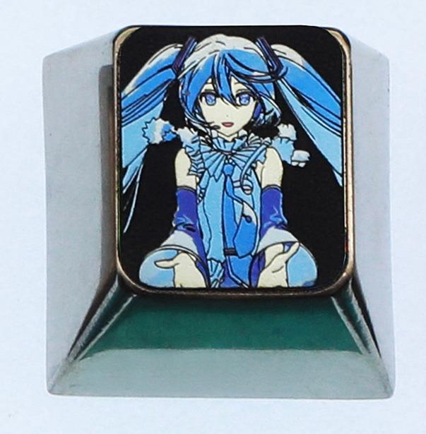 Hatsune Miku, 1U titanium alloy personalized keycap, animation game music culture creative decoration keycap, metal art keycap