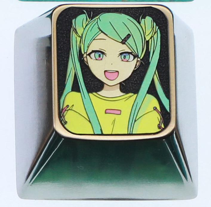 Hatsune Miku theme, 10 styles, highly selectable, 1 U titanium alloy personalized keycap, animation game music culture creative decoration keycap, metal art keycap