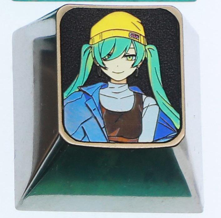 Hatsune Miku theme, 10 styles, highly selectable, 1 U titanium alloy personalized keycap, animation game music culture creative decoration keycap, metal art keycap