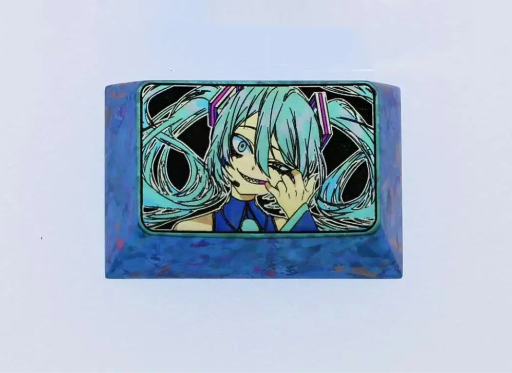 Hatsune Miku, 1.5U color titanium alloy carved key cap, personalized key cap