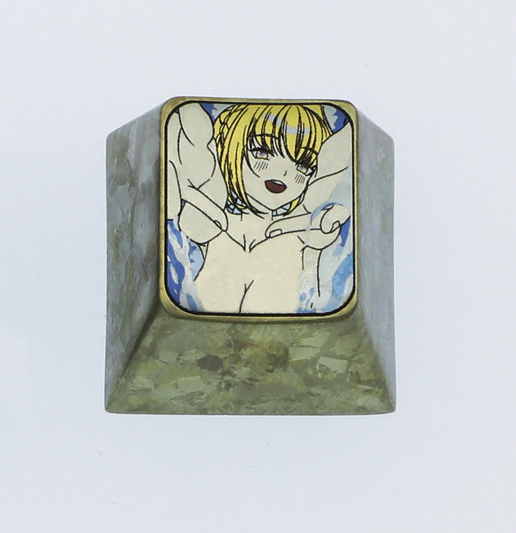 Fate, Nero playing in water, 1U titanium alloy carved personalized keycaps, mechanical keyboard decorative keycaps