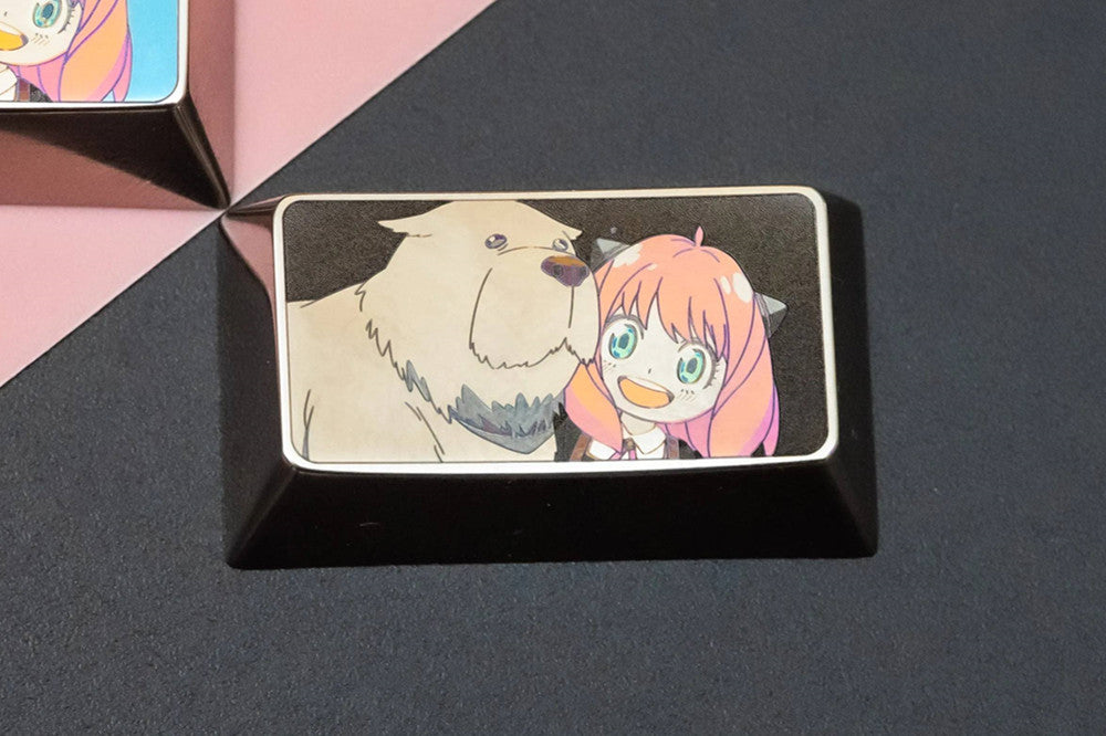SPY × FAMILY, 1.75U Anya Forger. Colored titanium alloy carved keycaps, personalized keycaps, decorative keycaps