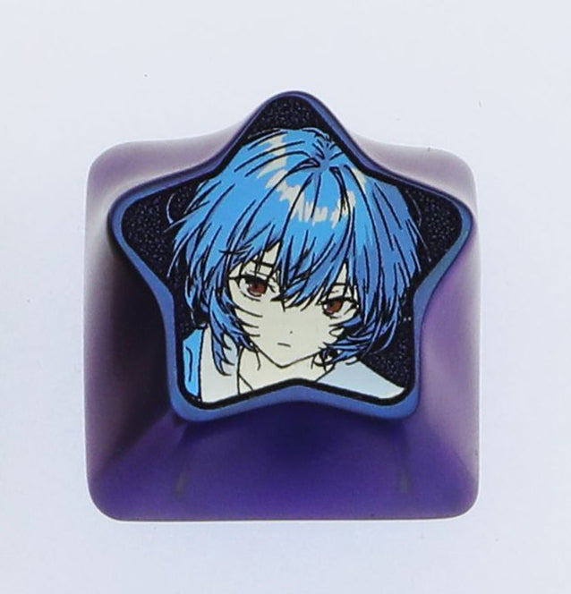 EVA, Asuka, Ayanami Rei. Pentagram shaped titanium alloy carved keycaps, personalized keycaps, keyboard decorative keycaps