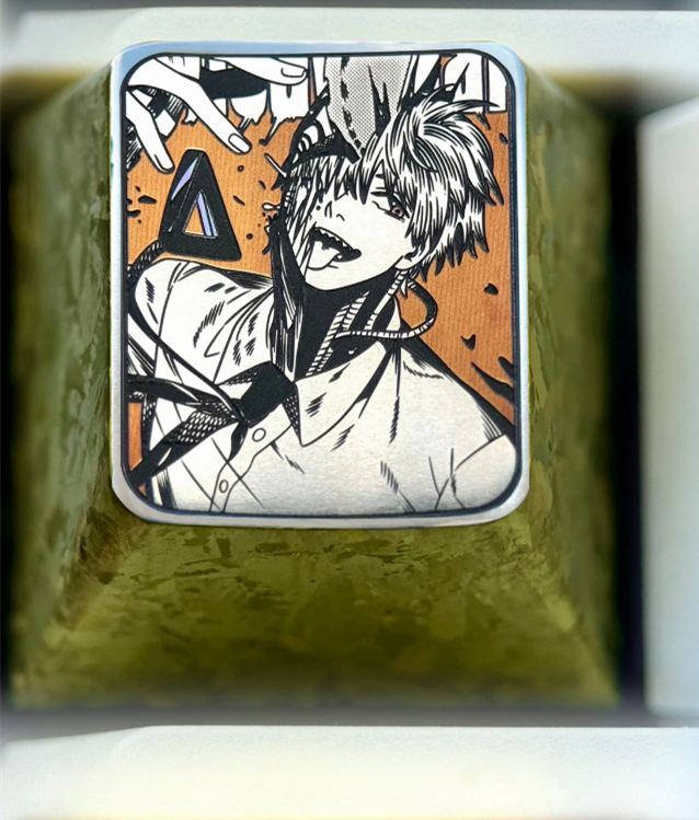 Chainsaw Man, Denji, 1U titanium alloy precision carved personalized keycaps, anime and game character creative carved keycaps