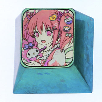 Puella Magi Madoka Magica, 6 unique 1U titanium alloy keycaps, metal carved keycaps around anime and game characters.