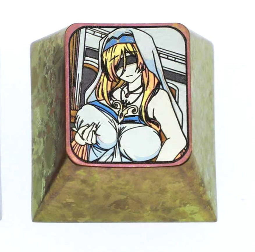 Sword Maiden, 1U titanium alloy personalized keycaps, metal carved keycaps around anime and game characters