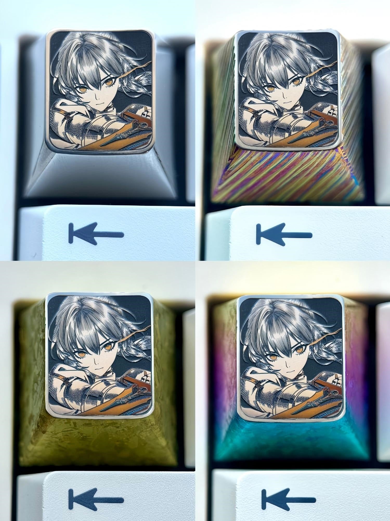 Saber, Altria Pendragon1U titanium alloy precision carved personalized keycaps, metal art keycaps for anime and game characters.