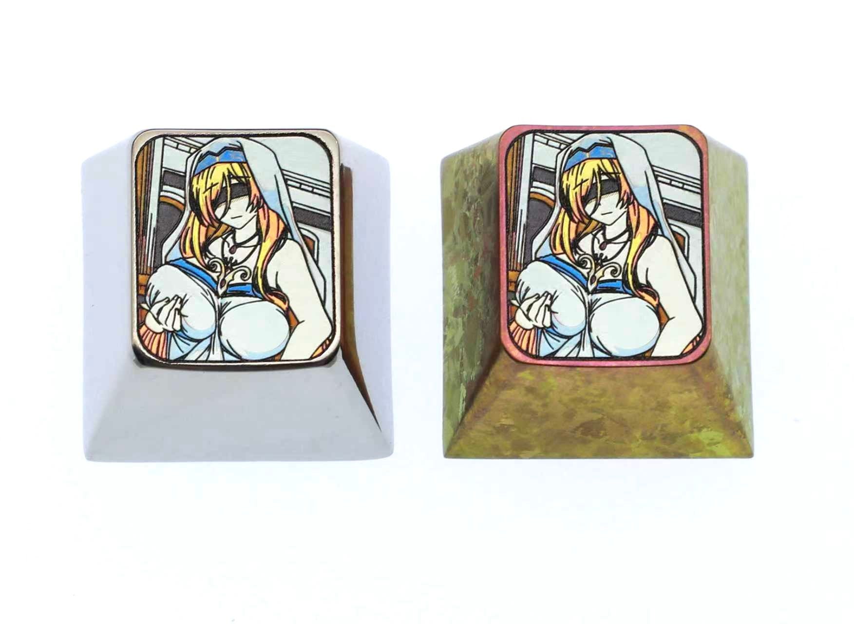 Sword Maiden, 1U titanium alloy personalized keycaps, metal carved keycaps around anime and game characters