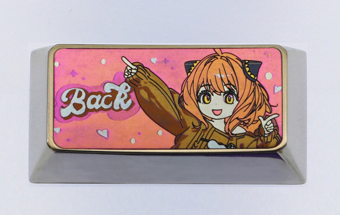 SPY×FAMILY, Anya Forger 1.75U、2U, Colored titanium alloy carved keycaps, mechanical keyboard decorative keycaps.