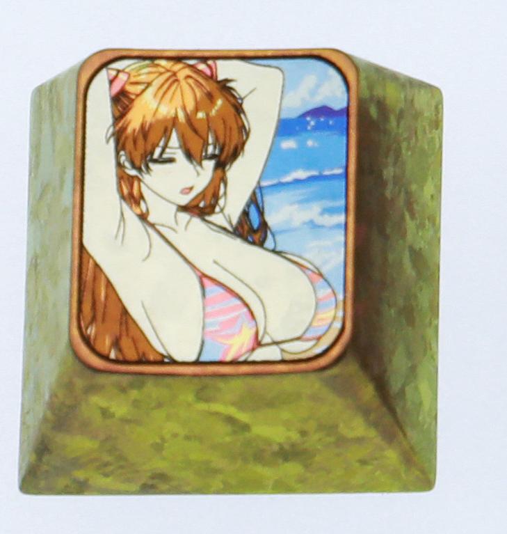 Anime game character swimsuit collection, 1U titanium alloy personalized keycap height optional, metal carving decoration creative keycap