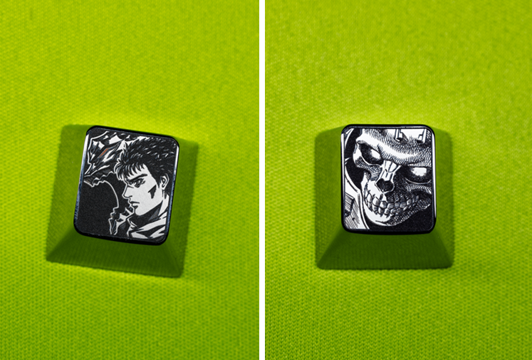 Berserk series, 1U titanium alloy personalized keycaps, innovative metal carved keycaps for anime and gaming culture.