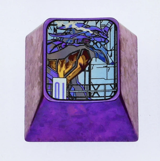 EVA, 0, first generation, 2 mecha, 1U titanium alloy metal personalized keycap, keyboard decoration anime keycap