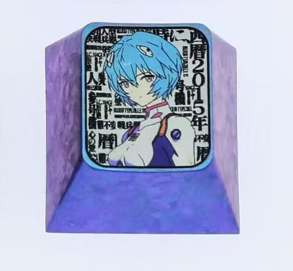 EVA, Asuka, Ayanami Rei metal titanium alloy carved personalized keycaps, keyboard decorative keycaps, anime character keycaps