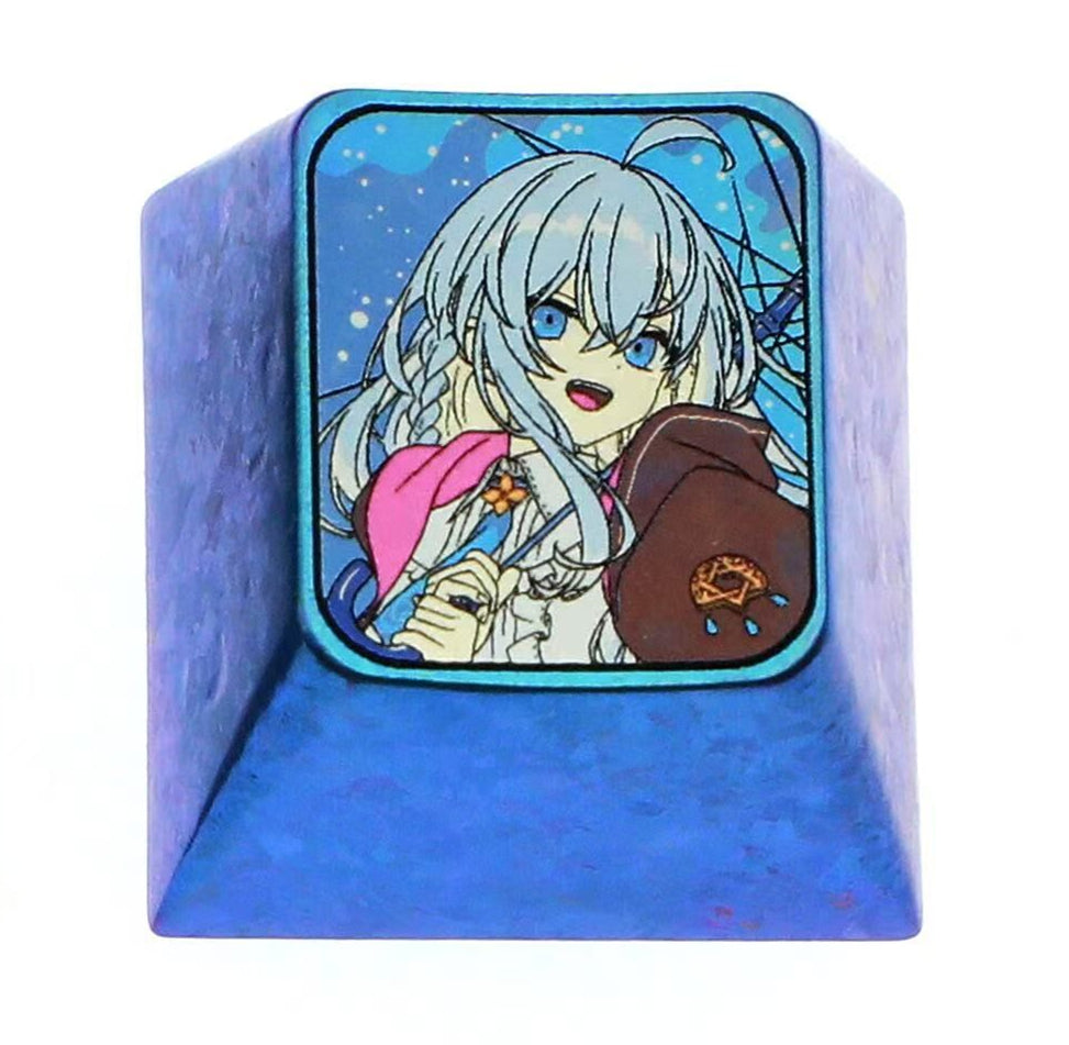 Wandering Witch: The Journey of Elaina, Elaina, 1U titanium alloy personalized keycaps, metal keycaps carved around anime and game characters