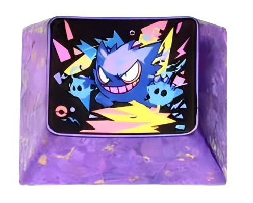 Gengar, 3 personalized 1.25U titanium alloy keycaps, metal carved art keycaps for anime and gaming peripherals