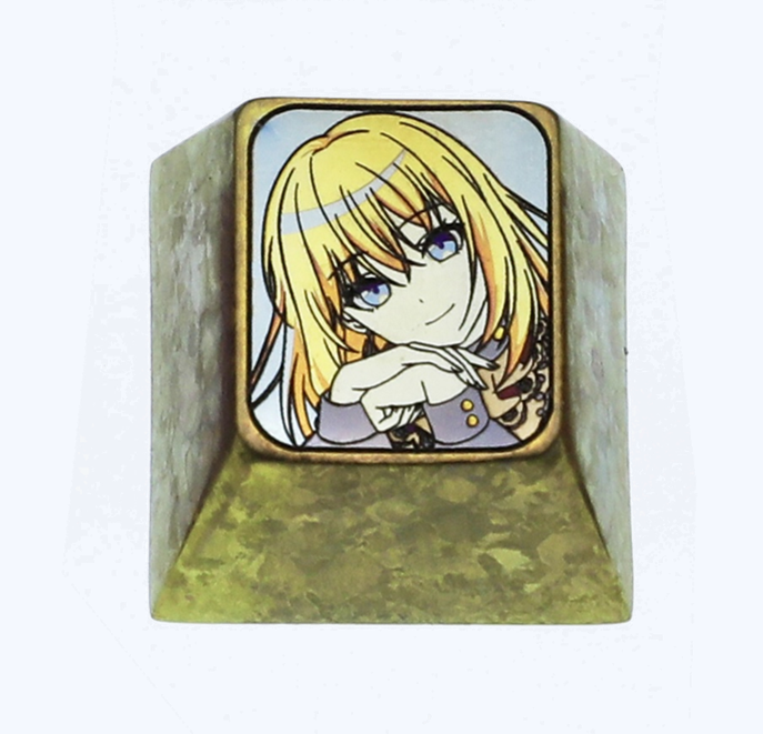 Misumi Hatsune, 1U titanium alloy personalized keycap, anime character metal decorative keycap