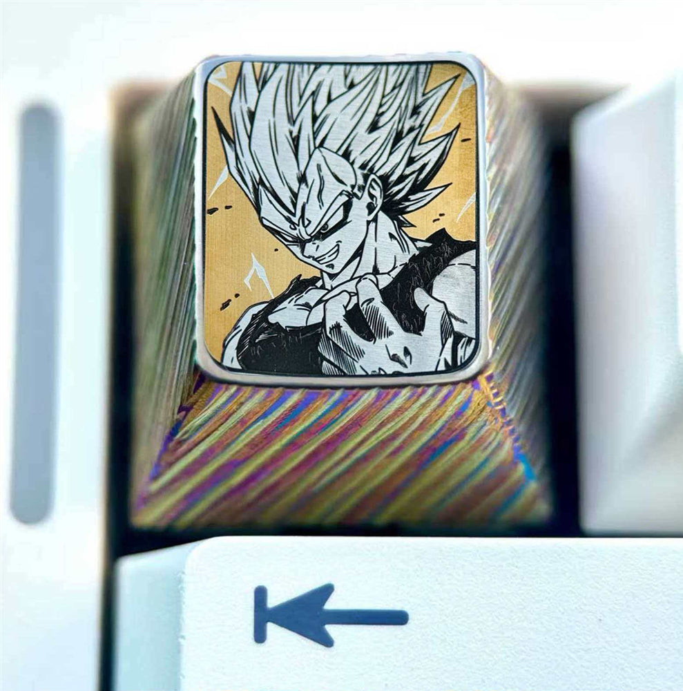 Dragon Ball, Vegeta,Bej ī ta Yonsei 1U Titanium Alloy Personalized Keycaps, Anime Character Cultural Creative Metal Decorative Keycaps