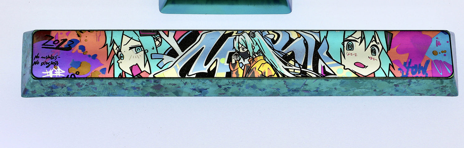 Hatsune Miku, 4U, blank, titanium alloy metal personalized key cap, mechanical keyboard decorative key cap.