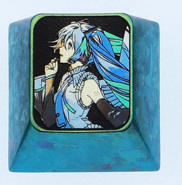 Hatsune Miku, 1U titanium alloy personalized keycap, animation game music culture creative decoration keycap, metal art keycap