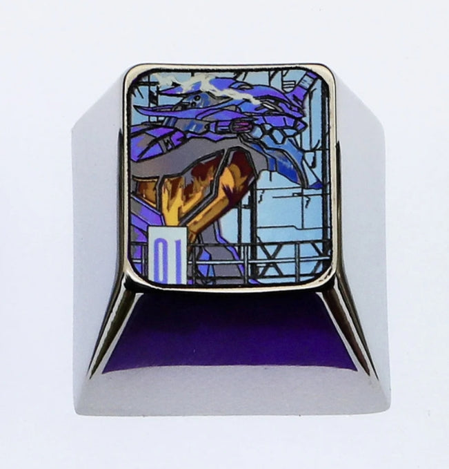 EVA, 0, first generation, 2 mecha, 1U titanium alloy metal personalized keycap, keyboard decoration anime keycap