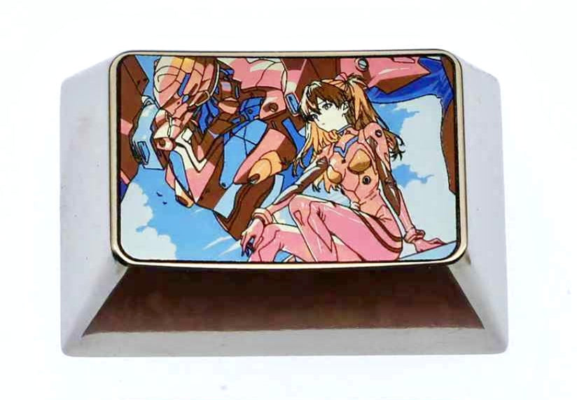 EVA, Asuka+EVANGELION-02 Production Model, 1.5U titanium alloy personalized keycaps, metal carved anime peripheral products.