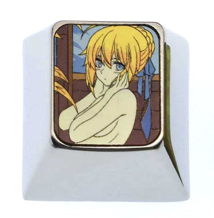 Saber, 1U titanium alloy personalized keycaps, metal carved keycaps around anime and game characters