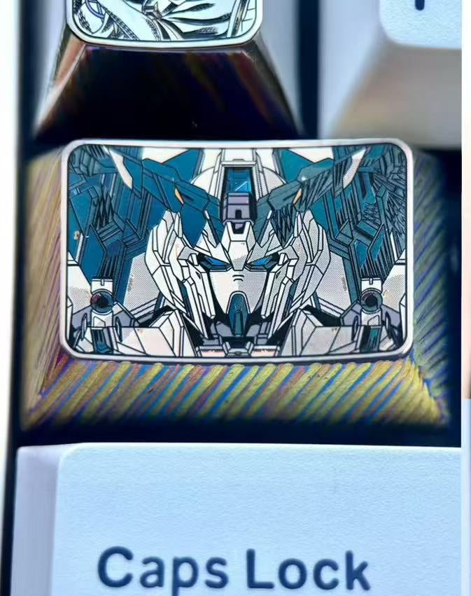Gundam theme, 1.5U titanium alloy personalized keycaps, mechanical keyboard metal art keycaps