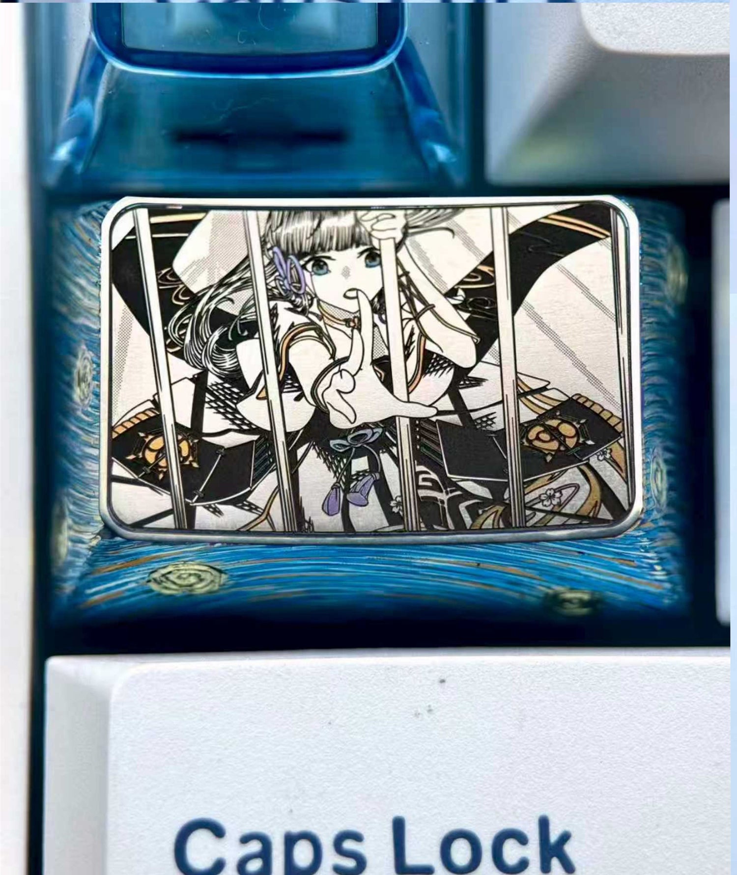 Genshin Impact, Kamisato Ayaka, 1.5U precision titanium alloy personalized key cap, animation and game culture metal engraving key cap.