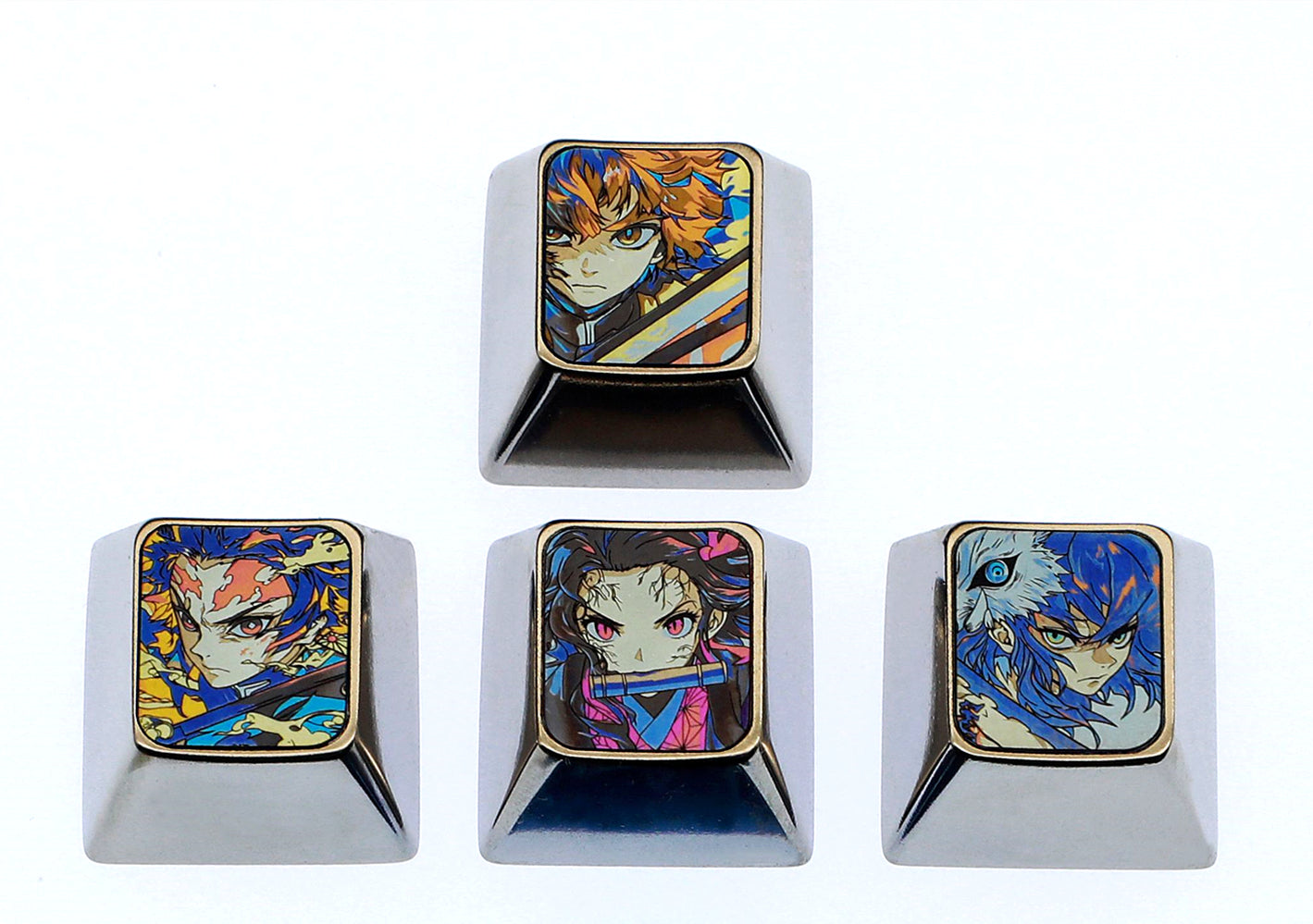 Demon Slayer: Kimetsu no Yaiba, WASD/directional key titanium alloy set personalized keycaps, anime and game decorative art keycap combination customized metal set