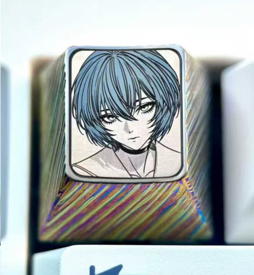 EVA, Asuka, Ayanami Rei, 1U titanium alloy precision carving, metal carving point color decoration keycaps around anime and game characters.