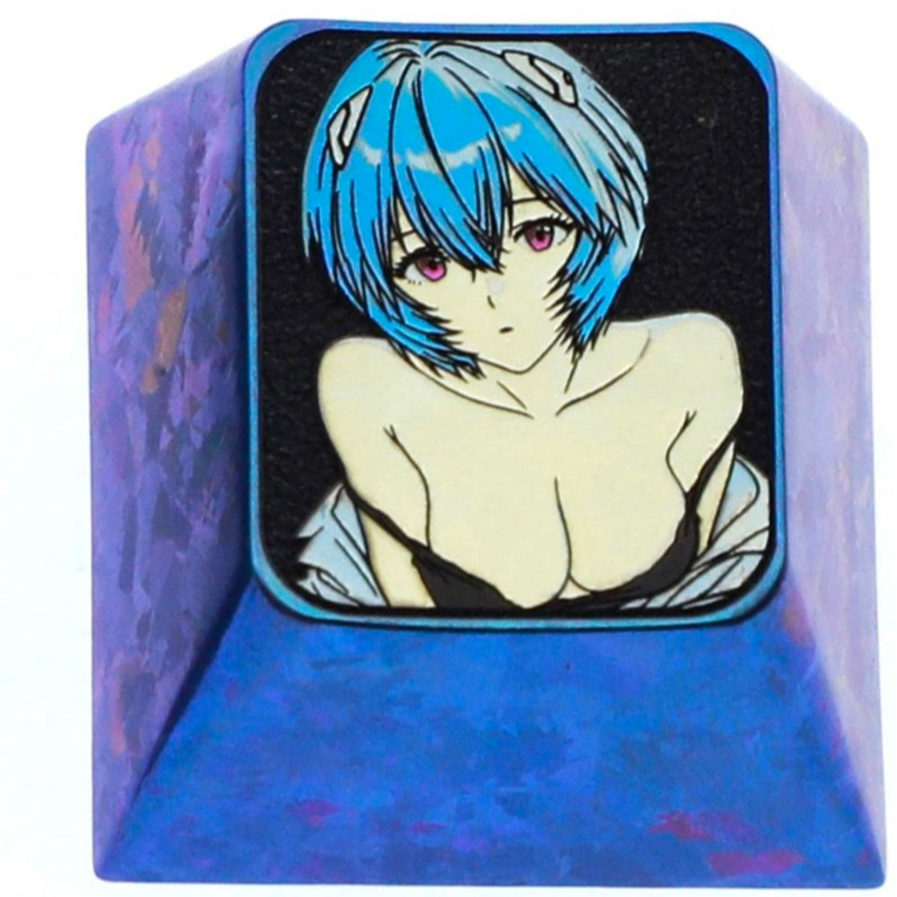EVA, Ayanami Rei titanium alloy personalized keycaps, 1U metal decorative keycaps, anime and game art keycaps