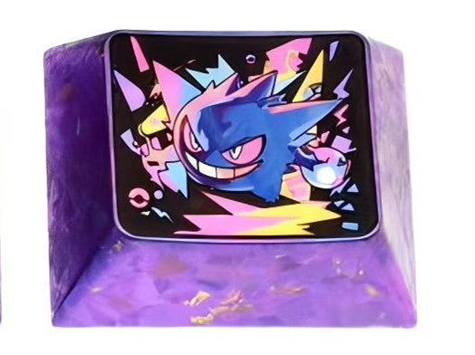 Gengar, 3 personalized 1.25U titanium alloy keycaps, metal carved art keycaps for anime and gaming peripherals