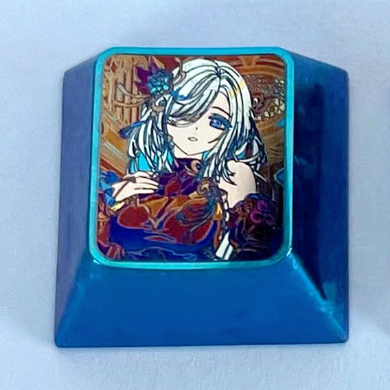 Genshin Impact, 1U titanium alloy personalized keycaps, metal art carved keycaps around anime and game characters