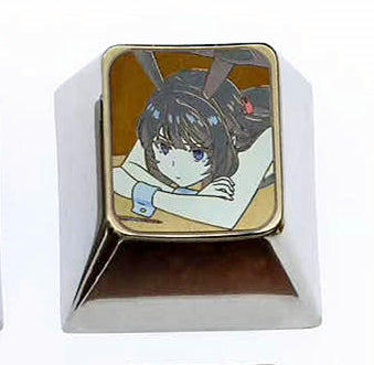 Matsuzaka Satou, Akurajima Mai, 1U titanium alloy carved personalized keycaps, metal decorative keycaps, anime art keycaps