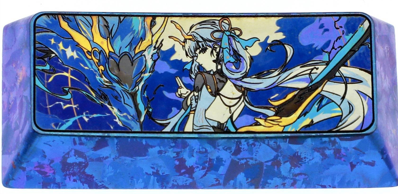 Wuthering Waves, Jinhsi. 2.25U titanium alloy personalized keycaps, metal keycaps carved around anime and games, artistic and creative keycaps