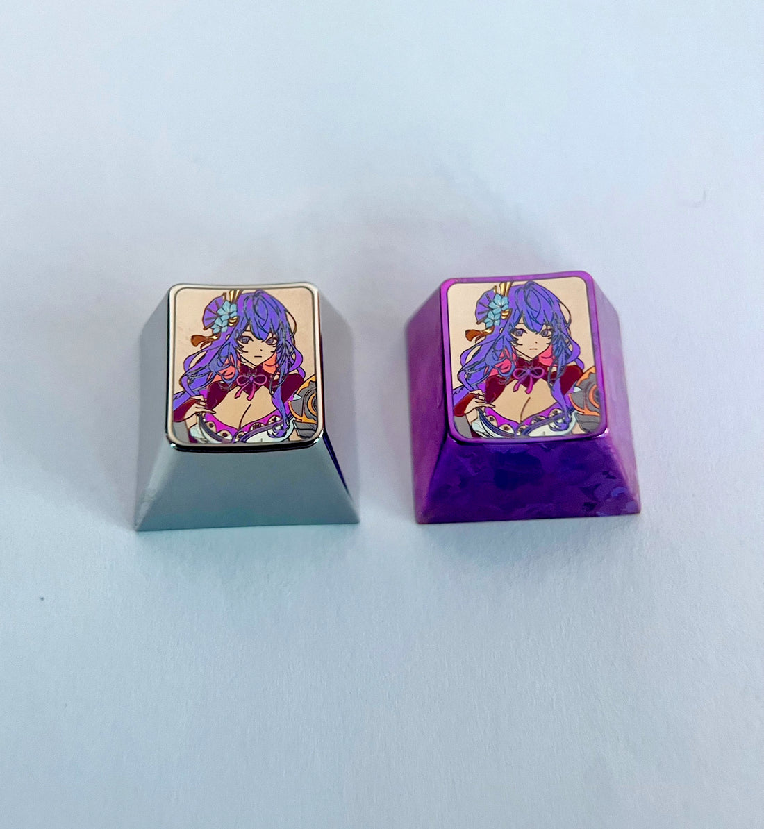 Genshin Impact, 1U titanium alloy carved keycaps, mechanical keyboard metal decorative keycaps