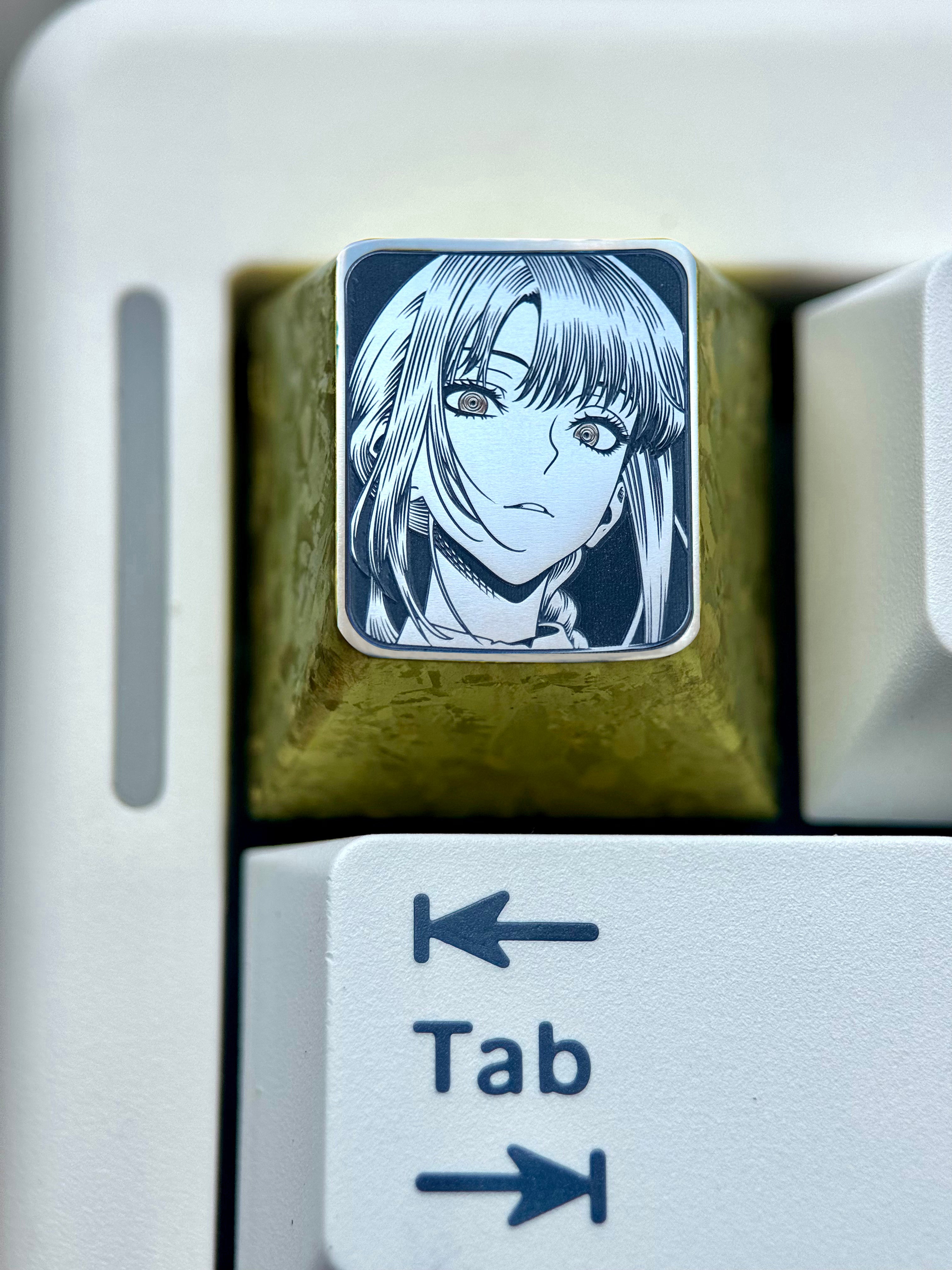 Chainsaw Man, Makima, 1U titanium alloy metal personalized keycaps, anime and game character carving art creative keycaps