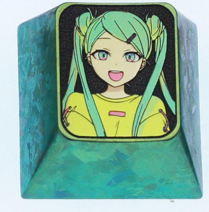 Hatsune Miku theme, 10 styles, highly selectable, 1 U titanium alloy personalized keycap, animation game music culture creative decoration keycap, metal art keycap