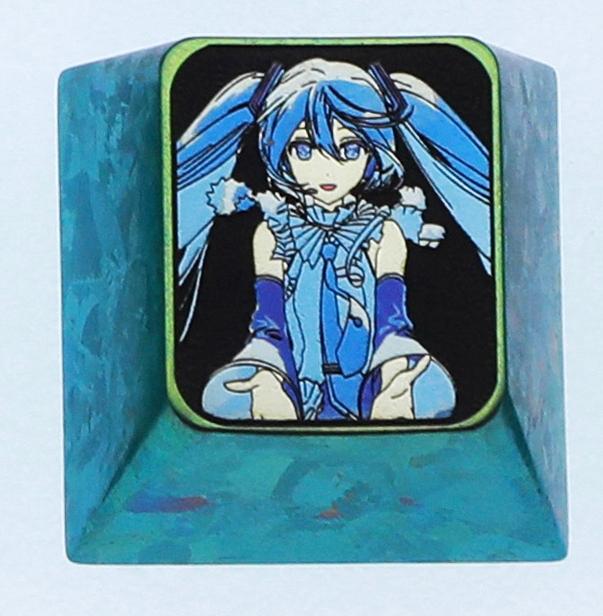 Hatsune Miku, 1U titanium alloy personalized keycap, animation game music culture creative decoration keycap, metal art keycap