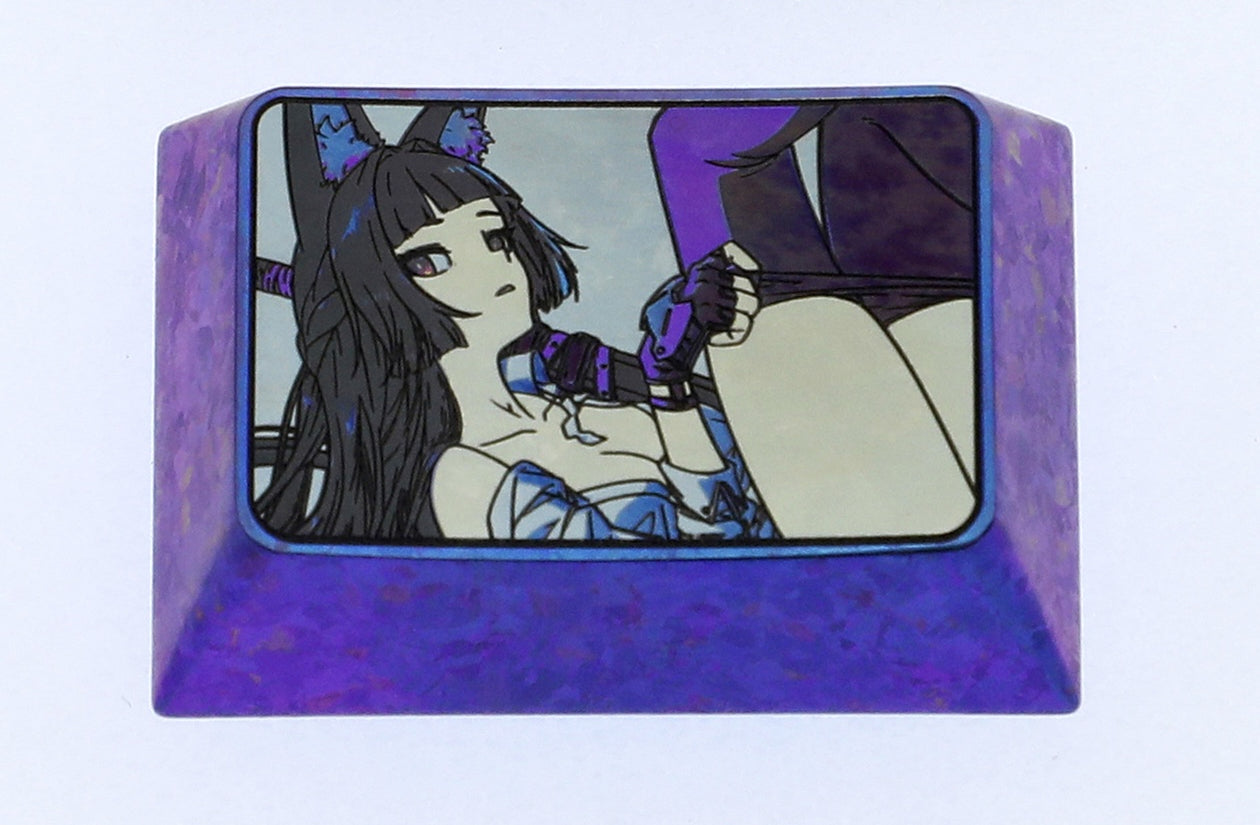 Hoshimi Miyabi, 1.5U titanium alloy personalized keycaps, metal keycaps for anime and game peripheral characters