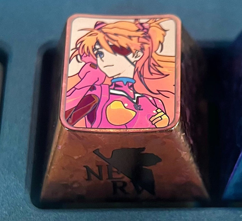 EVA, Asuka, Ayanami Rei, 1.25U/1U titanium alloy personalized keycaps, anime character decorative keycaps